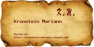 Kronstein Mariann névjegykártya